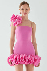 Andrea Flower Trim Strap Mini Dress